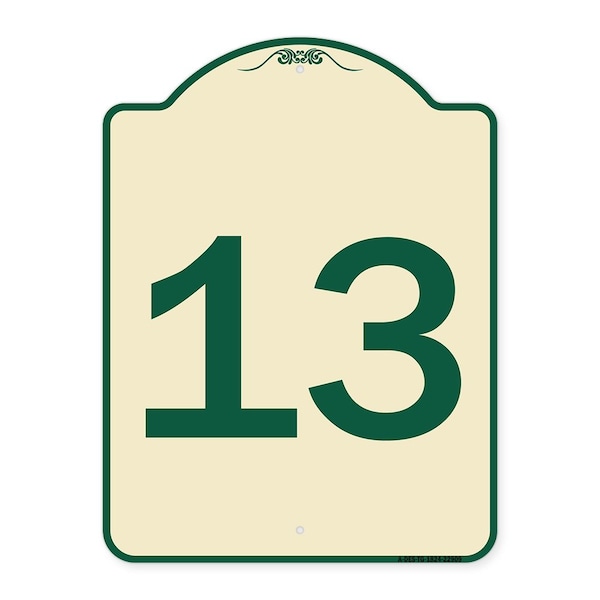 Signmission Sign with Number 13 Heavy-Gauge Aluminum Architectural Sign, 24" x 18", TG-1824-22909 A-DES-TG-1824-22909 - main
